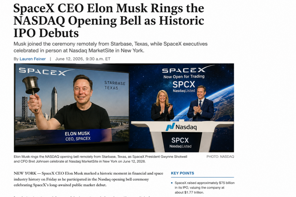 SpaceX CEO Elon Musk Rings the NASDAQ