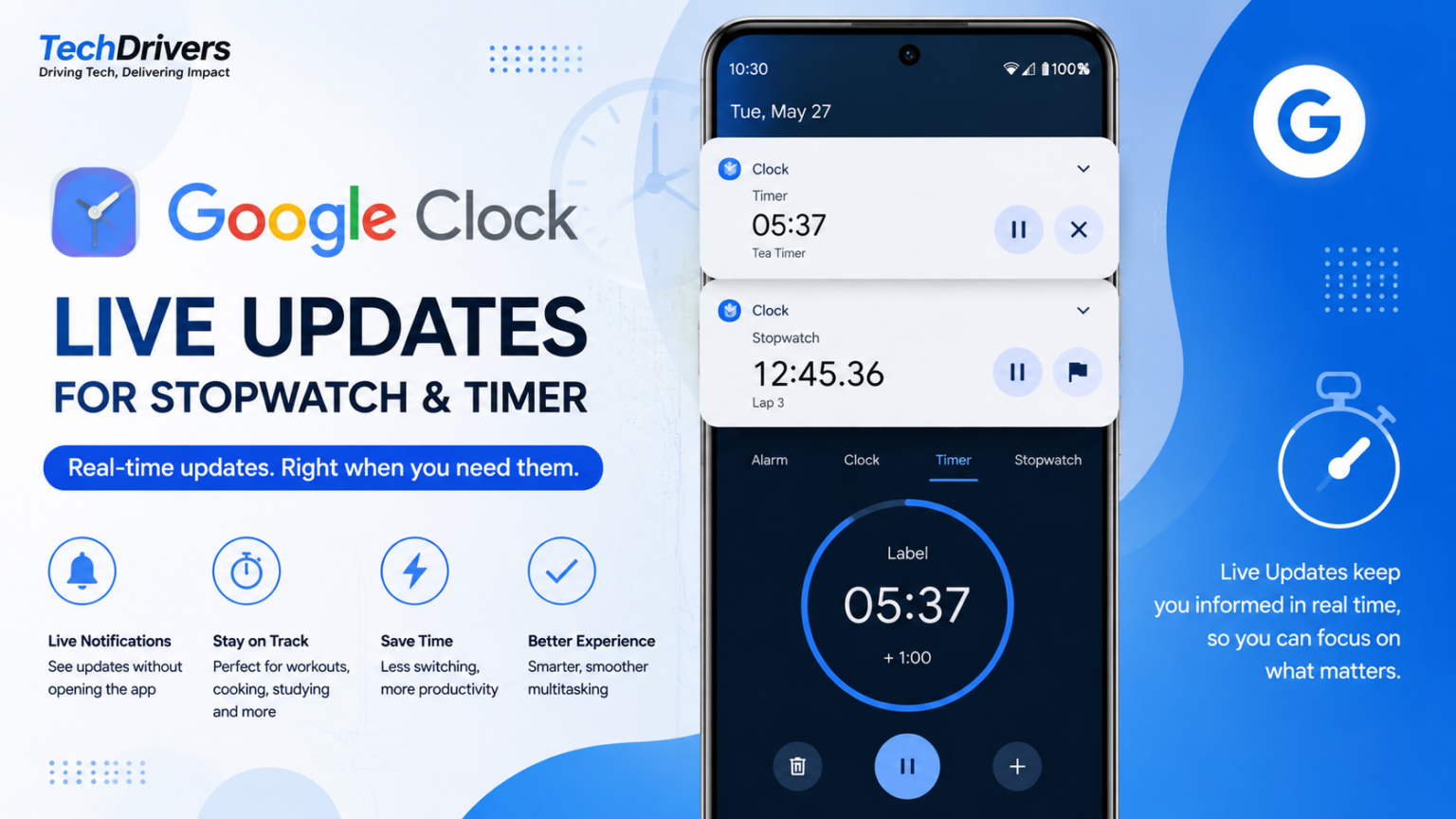 Google Clock Finally Supports Live Updates for Stopwatch and Timer