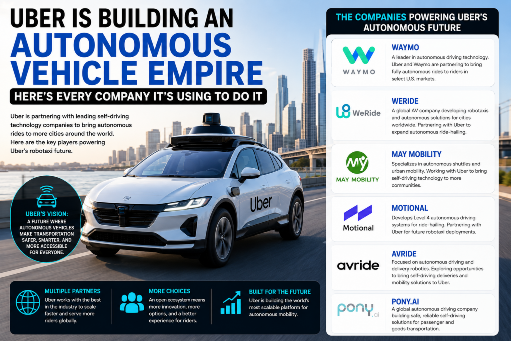 Uber Is Building an Autonomous Vehicle Empire—Here Are the Companies Powering Its Self-Driving Future
